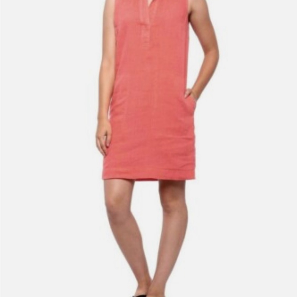 C&C California coral peach sleeveless linen shirt dress size 6
